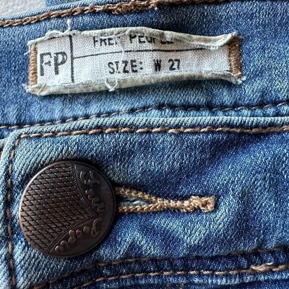 Free People Distressed Skinny Crop Ankle Denim Jeans Womens 27 - Picture 7 of 8